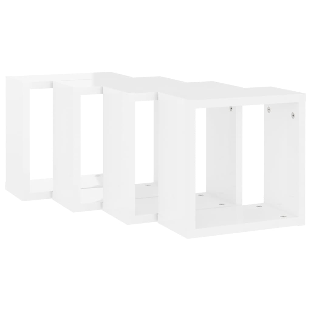 vidaXL Estantes cubo de pared 4 unidades blanco brillo 30x15x30 cm