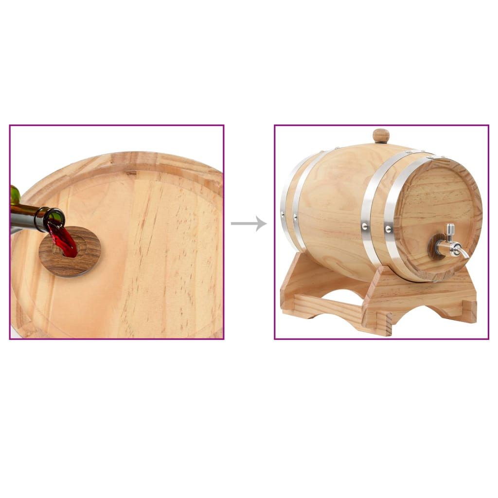 vidaXL Barril de vino con grifo madera de pino maciza 12 L