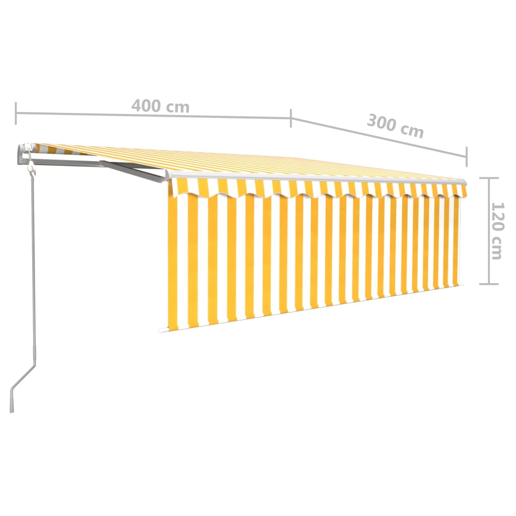 vidaXL Toldo automático con persiana LED sensor viento amarillo 4x3 m