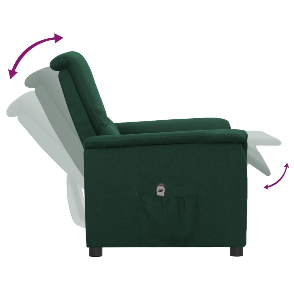 vidaXL Sillón reclinable eléctrico de tela verde oscuro