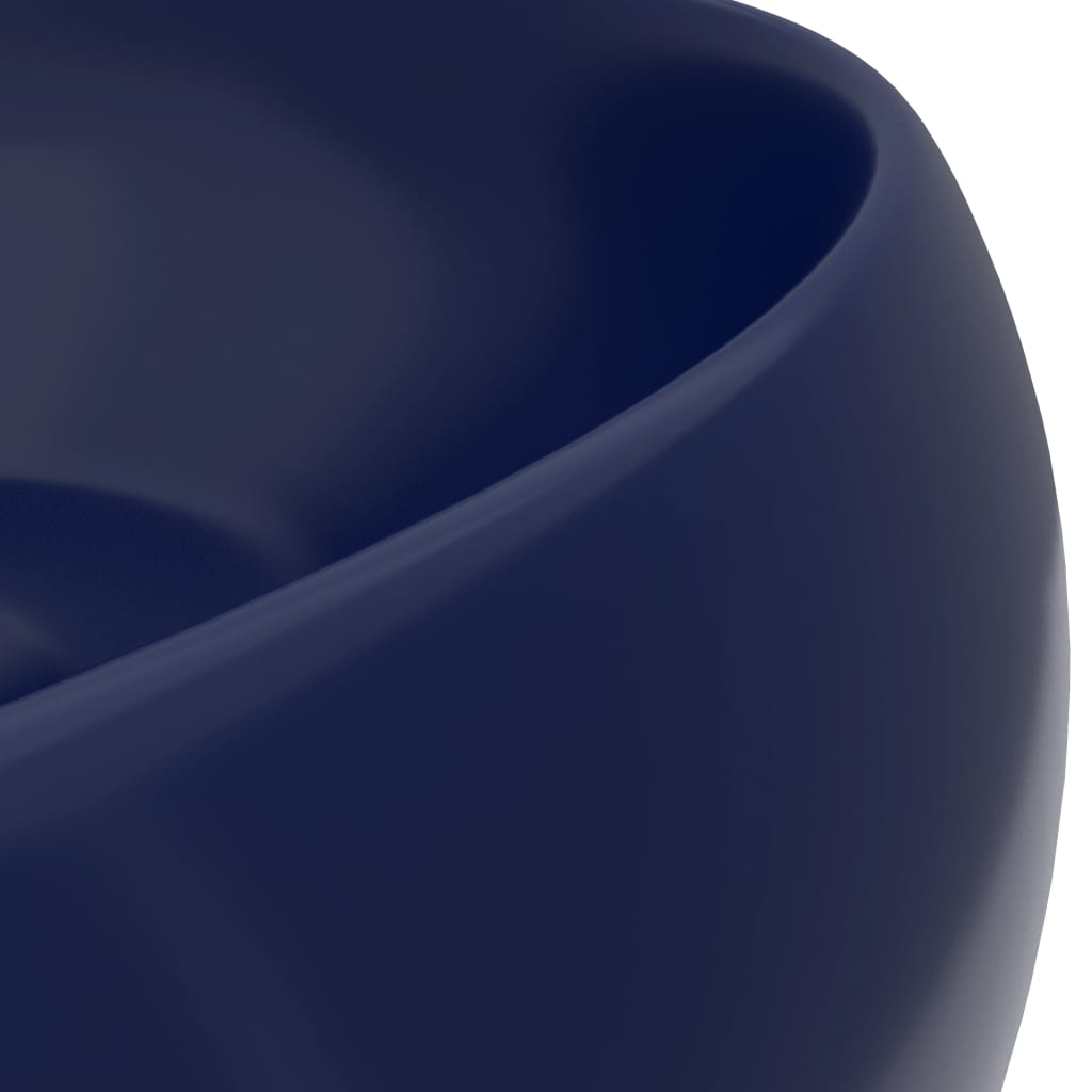 Lavabo de lujo redondo cerámica azul oscuro mate 40x15 cm