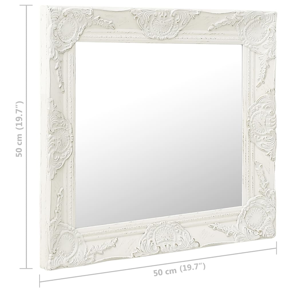 vidaXL Espejo de pared estilo barroco blanco 50x50 cm