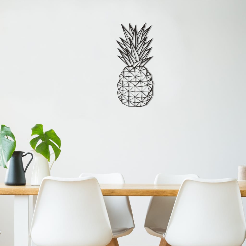 Homemania Adorno de pared Pineapple acero negro 22x55 cm