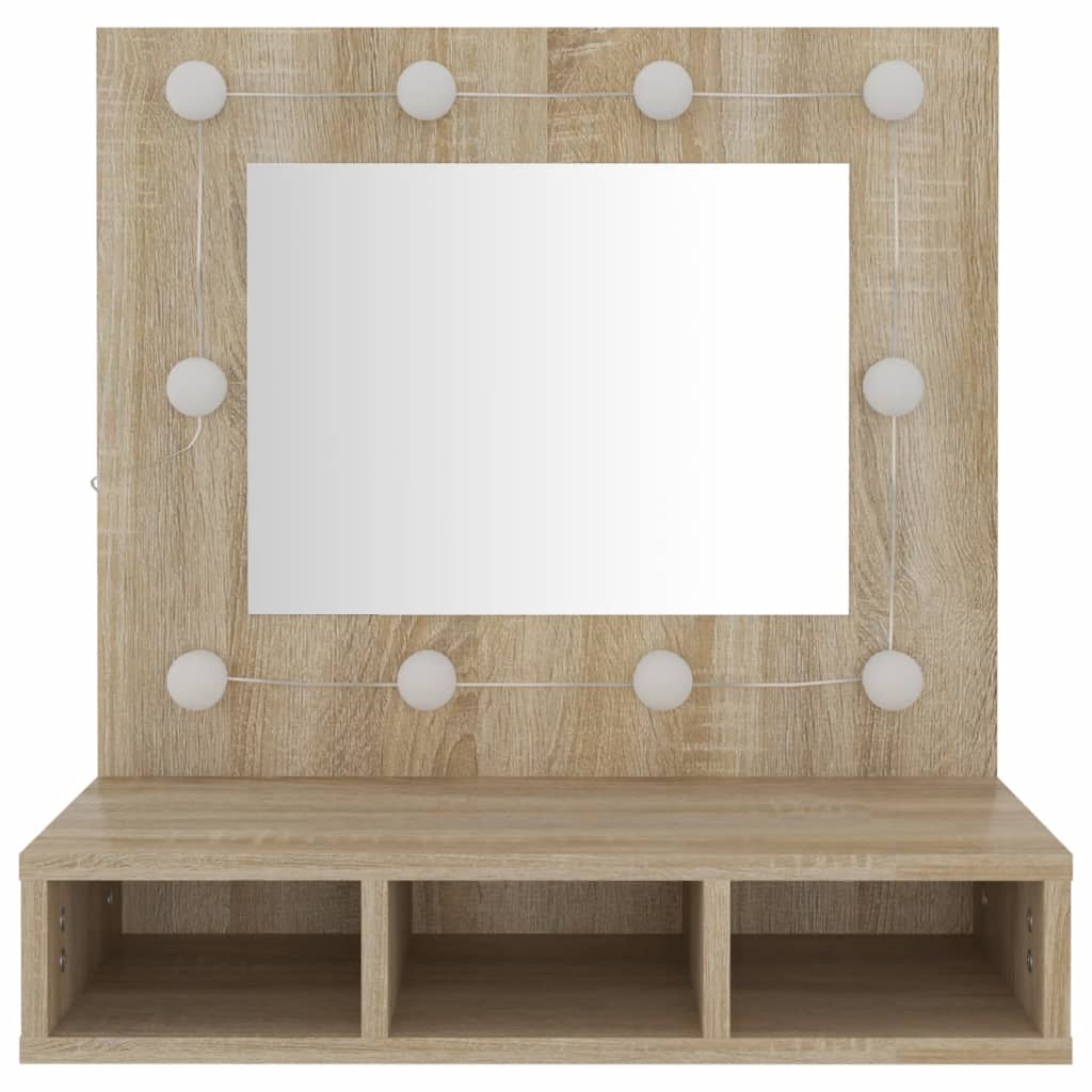 vidaXL Mueble con espejo y luces LED roble Sonoma 60x31,5x62 cm
