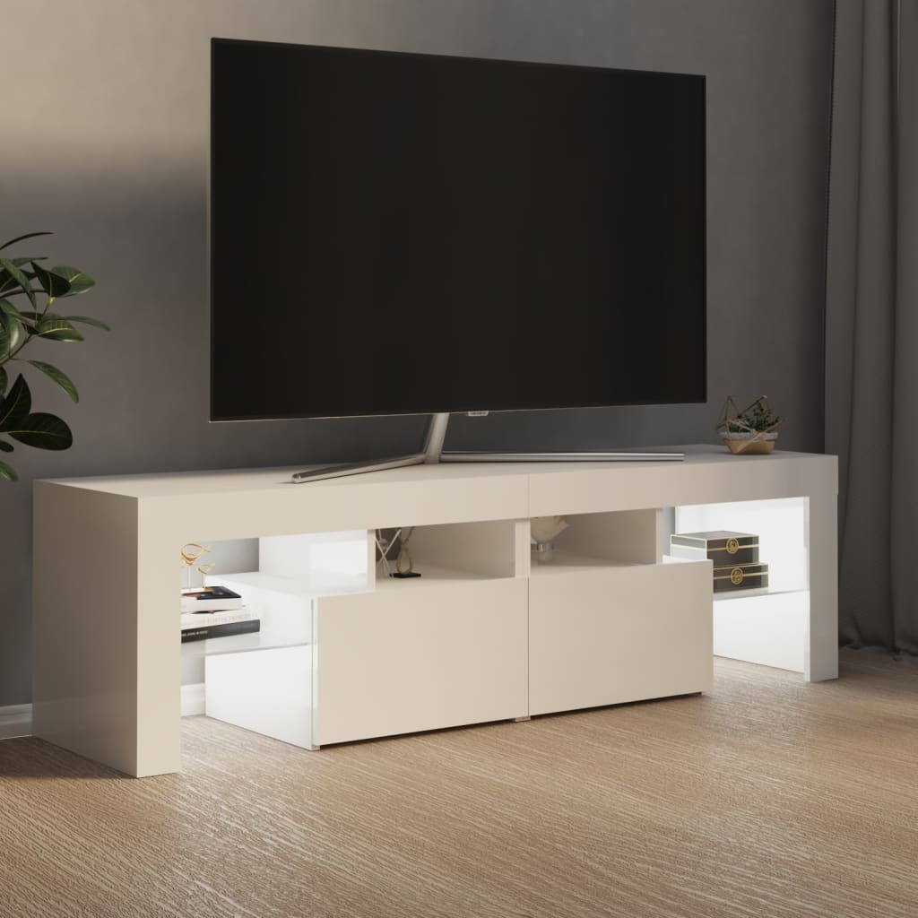 vidaXL Mueble de TV con luces LED blanco brillante 140x36,5x40 cm