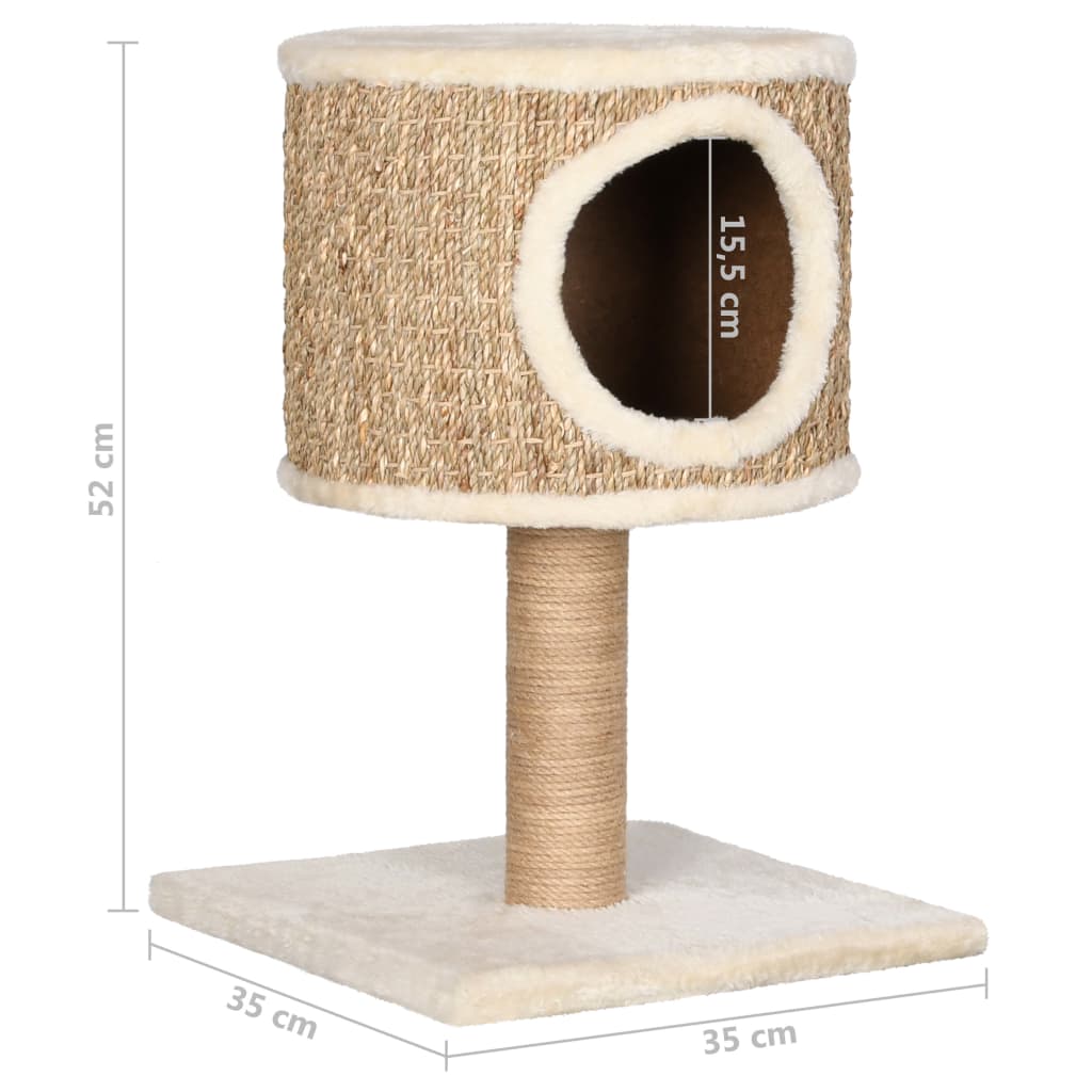 vidaXL Árbol para gatos con casa y poste rascador 52 cm hierba marina