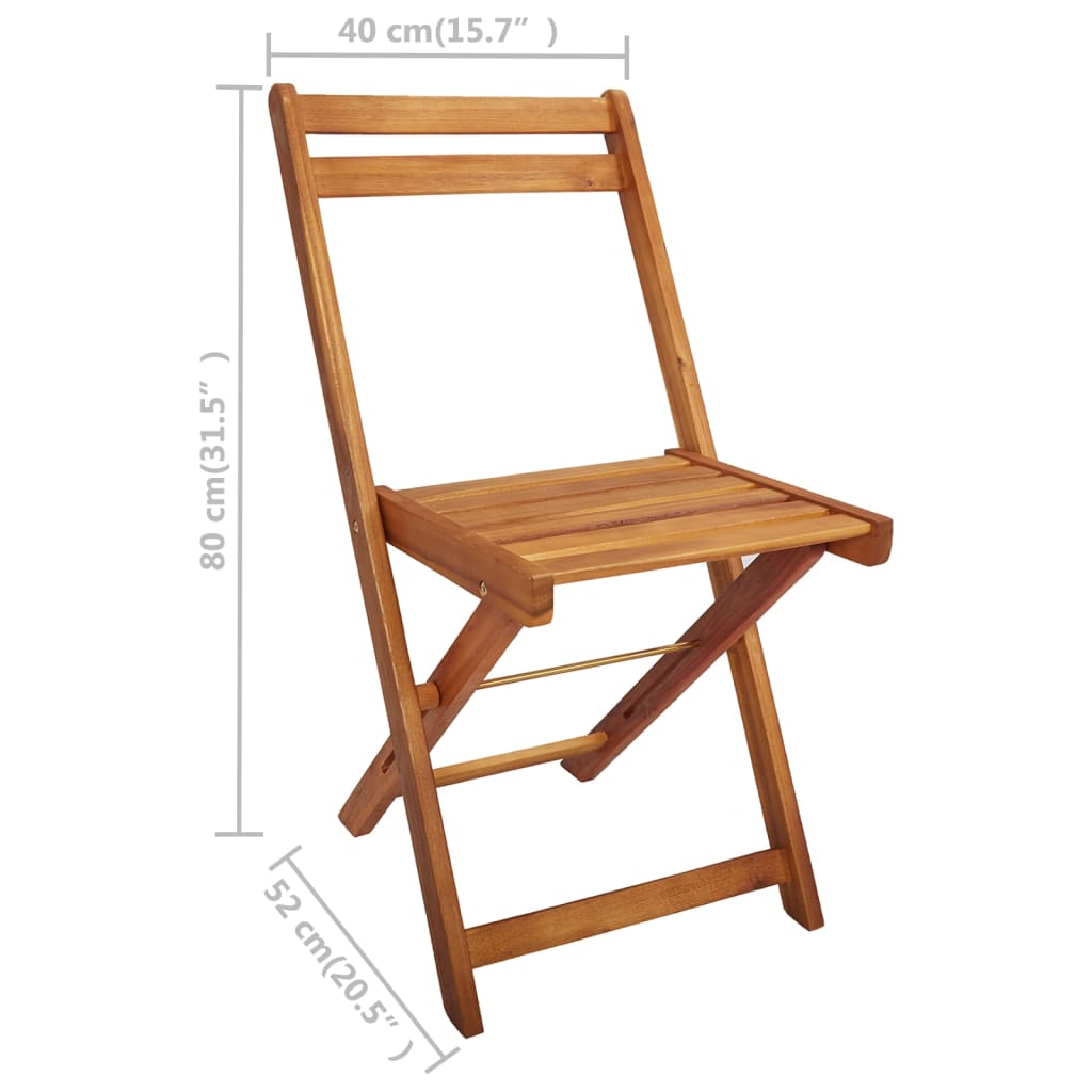 vidaXL Jardinera de jardín con 2 sillas bistró madera maciza de acacia