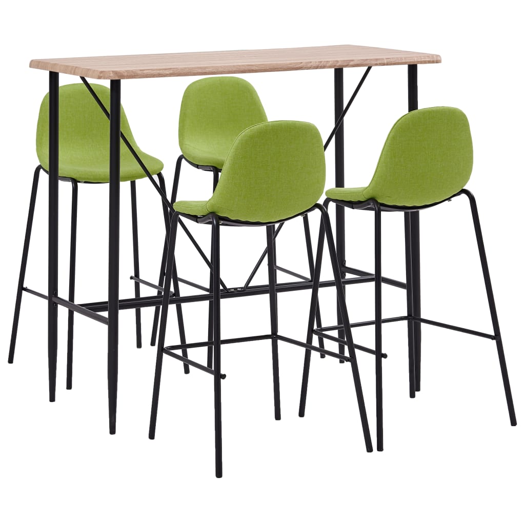 vidaXL Juego de mesa alta y taburetes 5 piezas tela verde