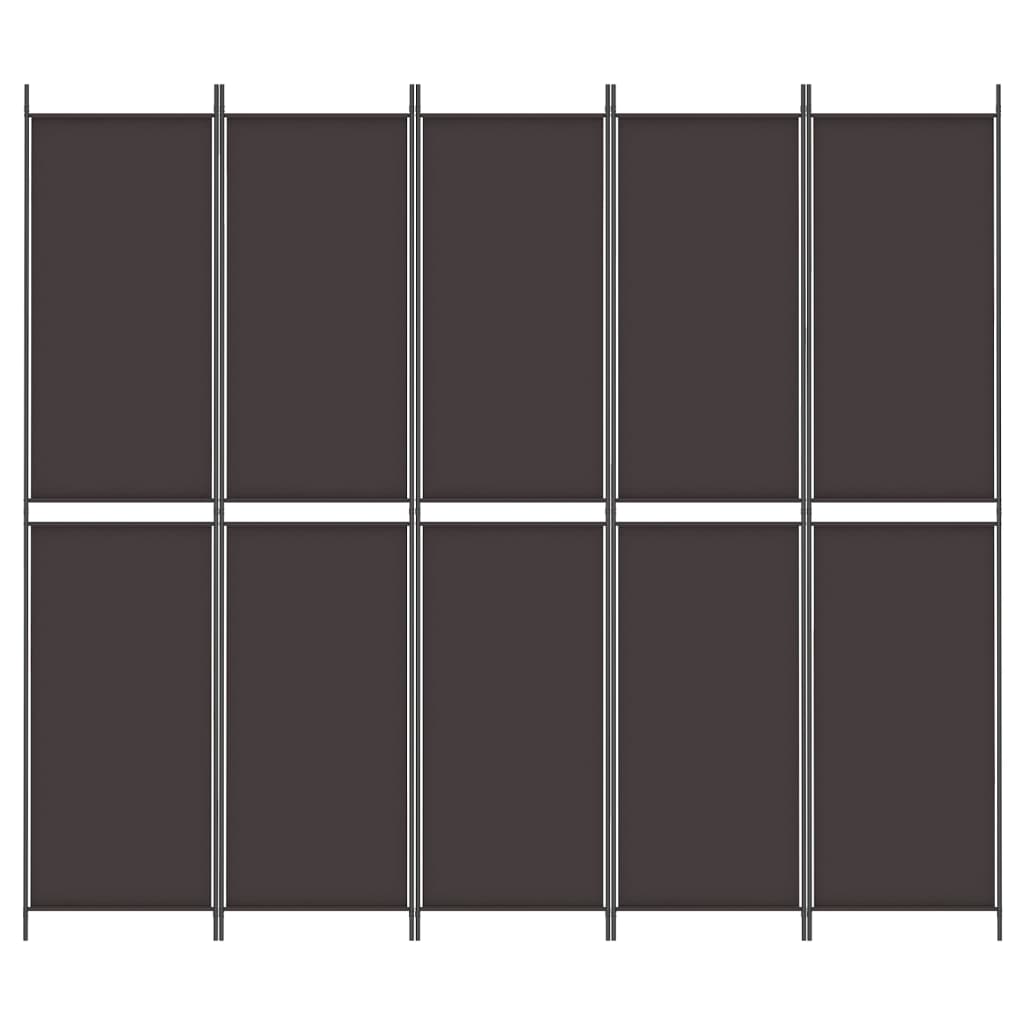 vidaXL Biombo divisor de 5 paneles de tela marrón 250x220 cm