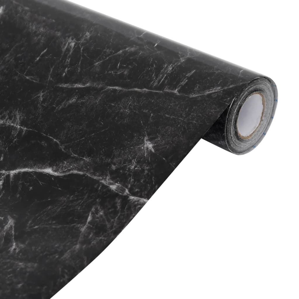 vidaXL Pegatina de mueble autoadhesiva PVC negro mármol 90x500 cm