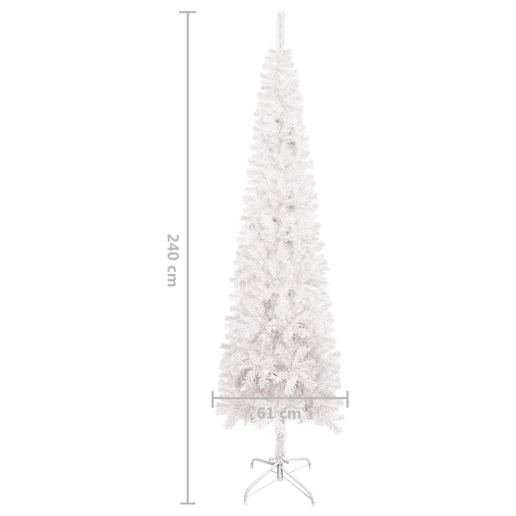 vidaXL Set de árbol de Navidad estrecho con LED y bola blanco 240 cm