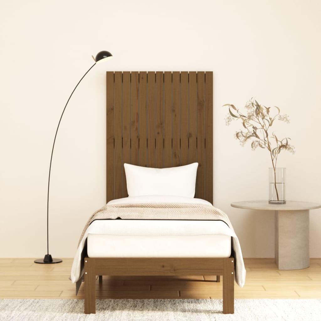 vidaXL Cabecero cama pared madera maciza pino marrón miel 82,5x3x110cm