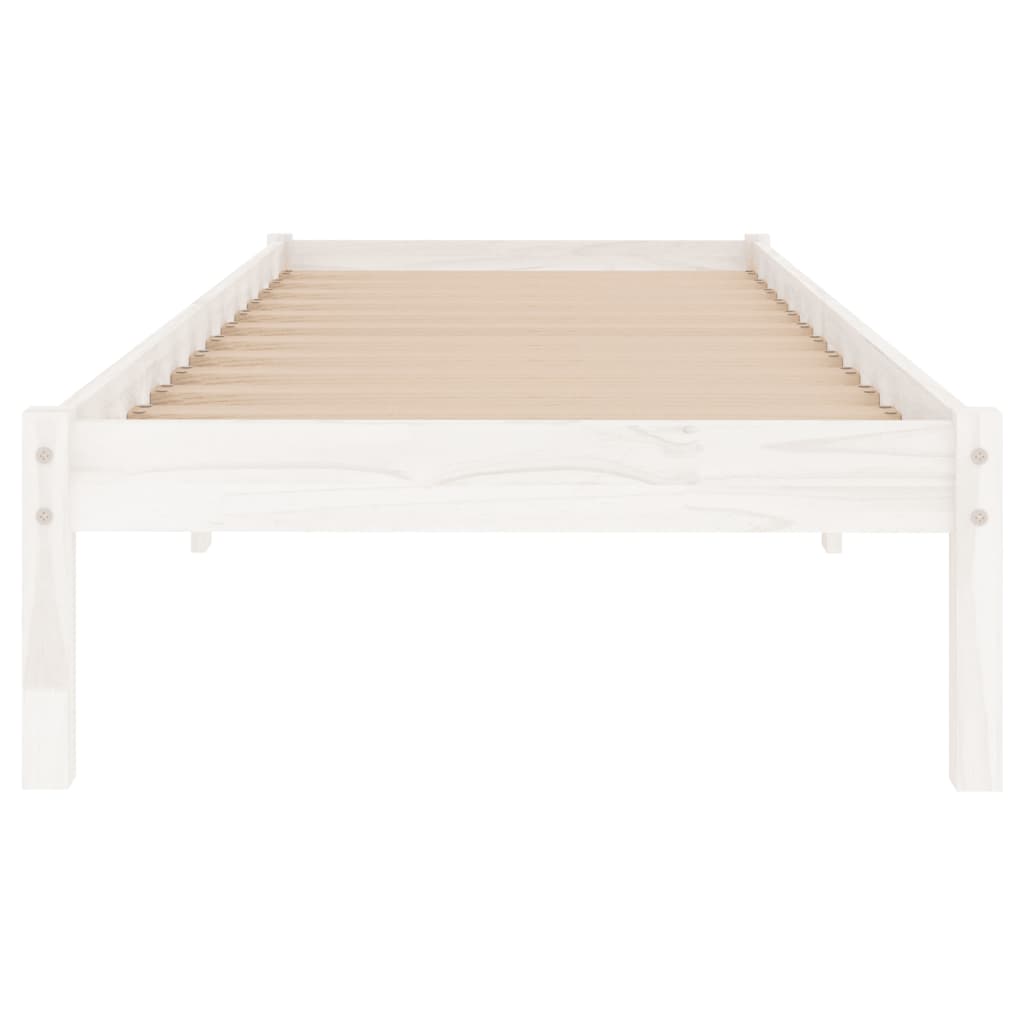 vidaXL Estructura de cama madera maciza individual blanco 75x190 cm