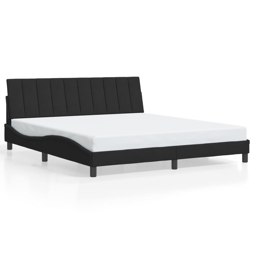 vidaXL Estructura de cama con luces LED terciopelo negro 180x200 cm