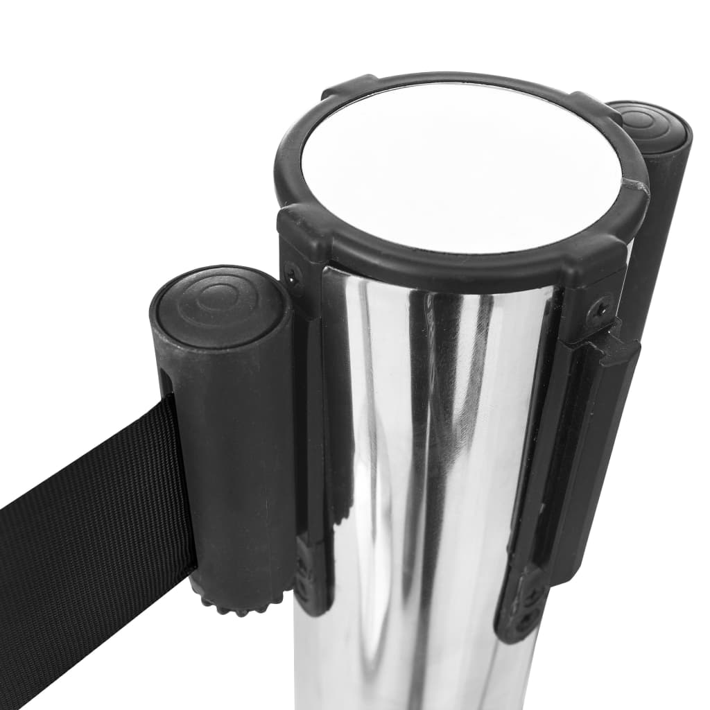vidaXL Barrera de cinta retráctil negro 200 cm
