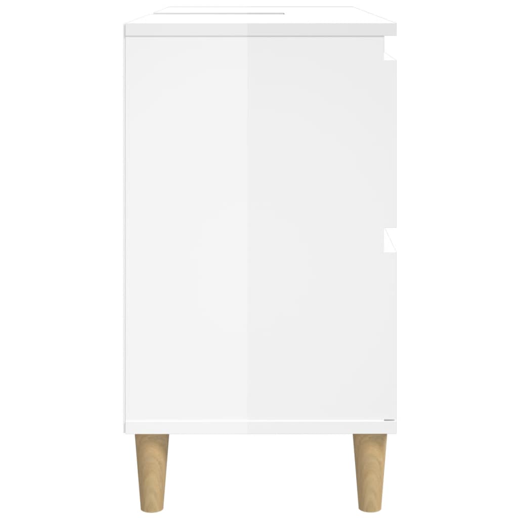 vidaXL Armario de lavabo madera contrachapada blanco brillo 80x33x60cm