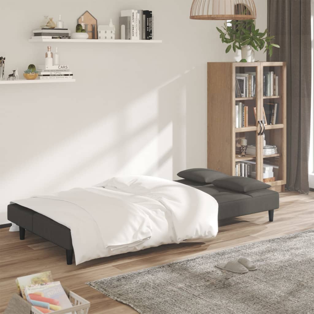 vidaXL Sofá cama de 2 plazas con dos almohadas terciopelo gris oscuro