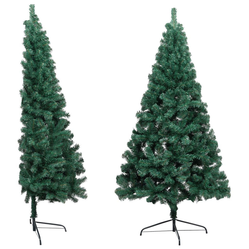 vidaXL Medio árbol de Navidad artificial LED y soporte PVC verde 240cm