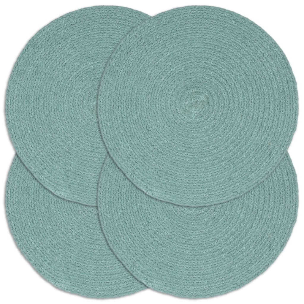 vidaXL Manteles individuales redondos 4 uds algodón verde liso 38 cm