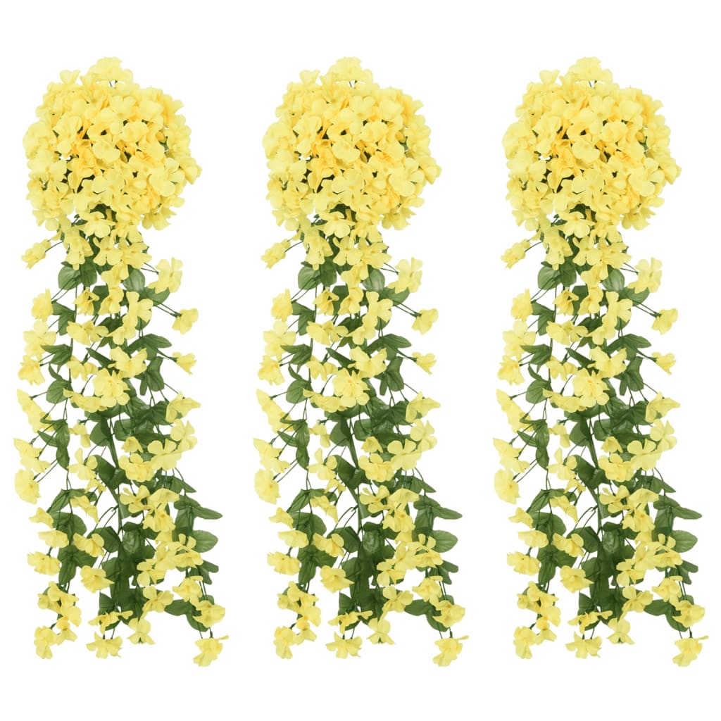 vidaXL Guirnaldas de flores artificiales 3 uds amarillo 85 cm