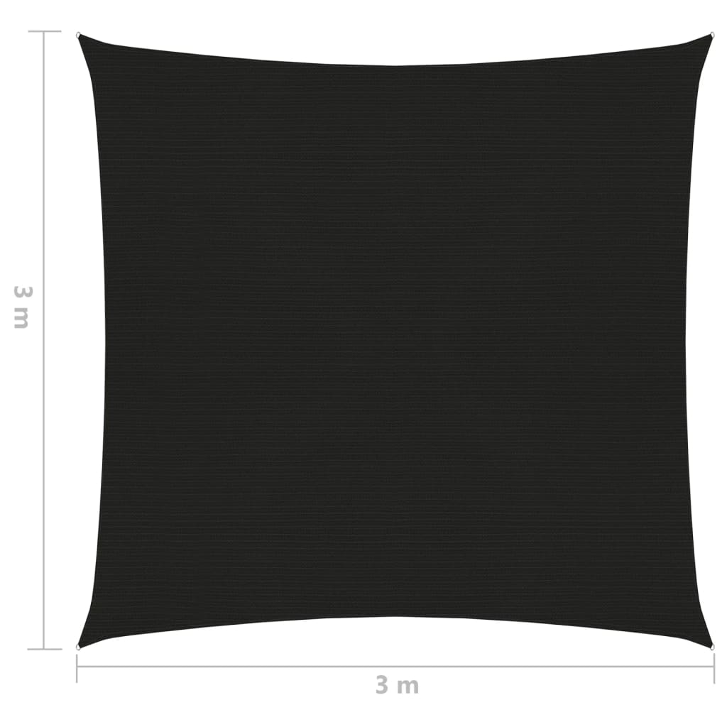 vidaXL Toldo de vela negro HDPE 160 g/m² 3x3 m