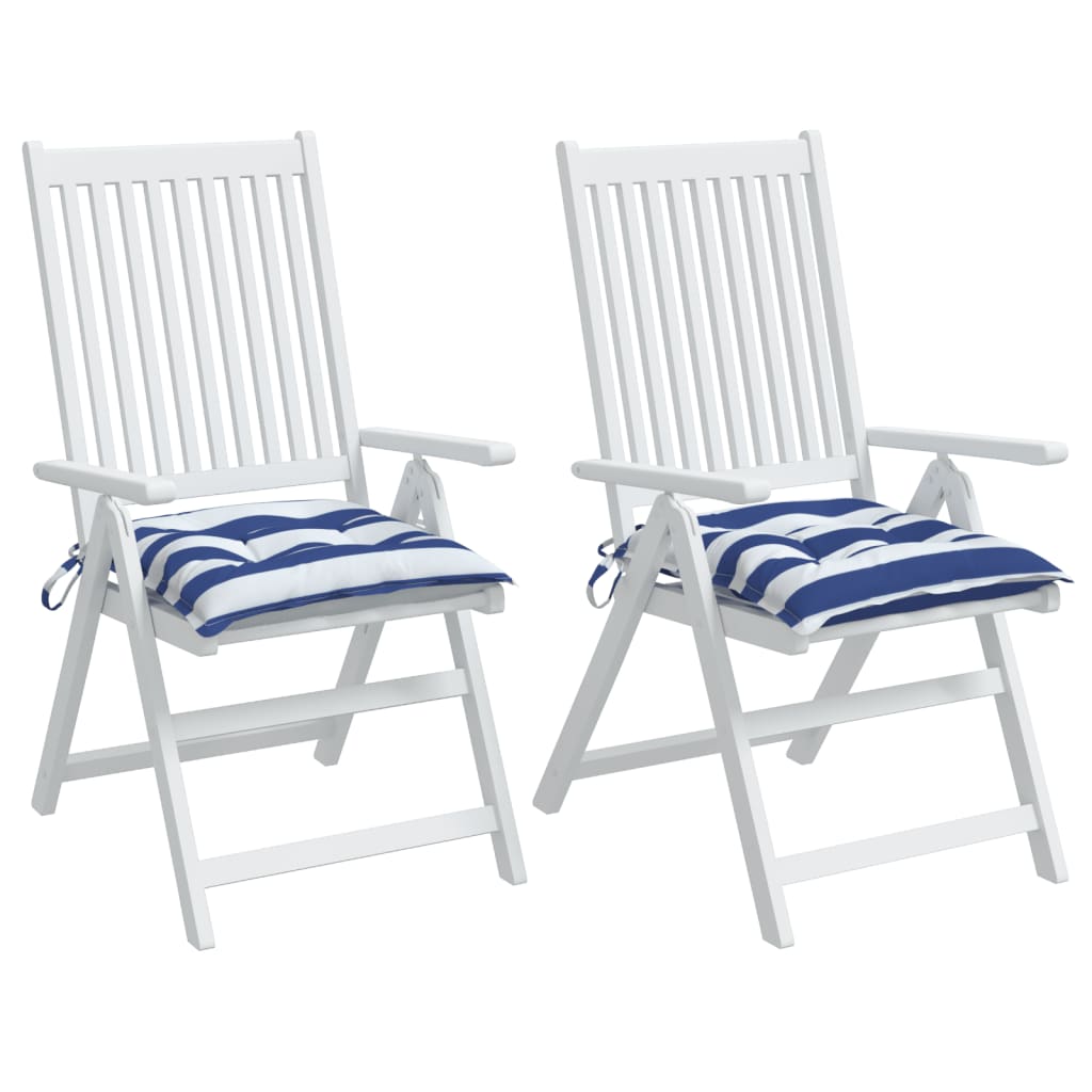 vidaXL Cojines de silla 2 uds tela Oxford rayas azul blanco 50x50x7 cm
