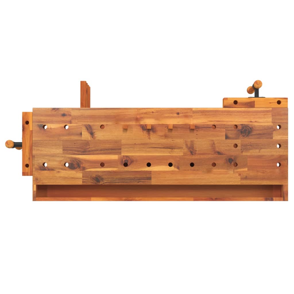 vidaXL Banco trabajo cajón y tornillos banco madera acacia 124x52x83cm