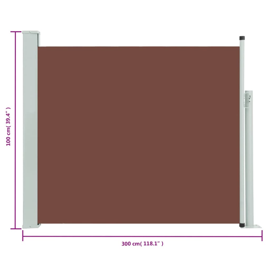 vidaXL Toldo lateral retráctil de jardín marrón 100x300 cm