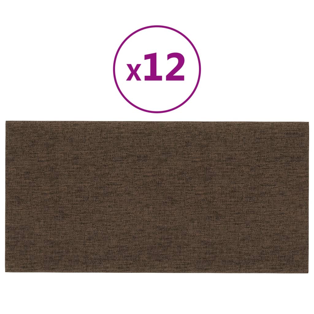 vidaXL Paneles de pared 12 uds tela marrón 30x15 cm 0,54 m²
