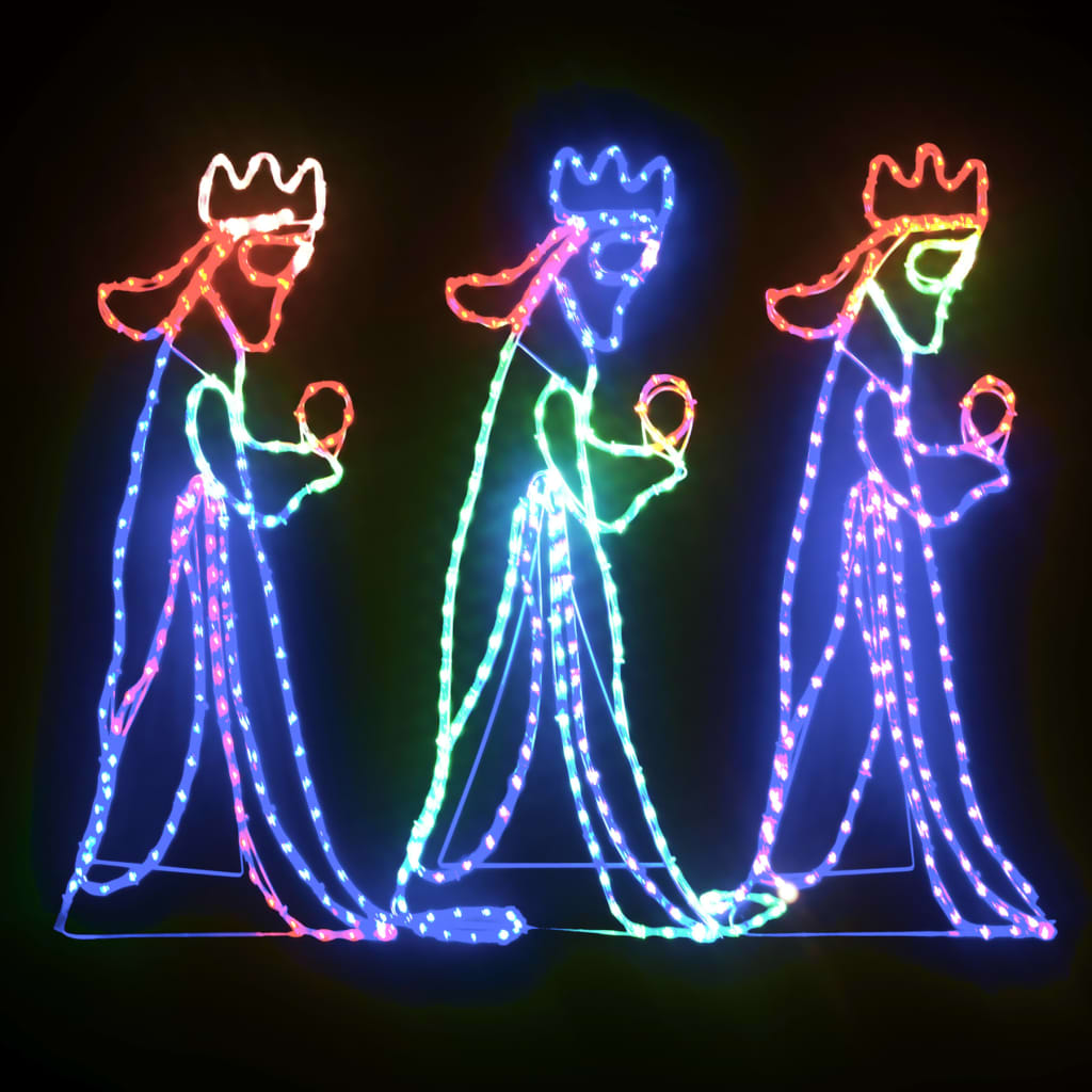 vidaXL Figura de Navidad de los Reyes Magos con 504 LED 99,5x45,5 cm