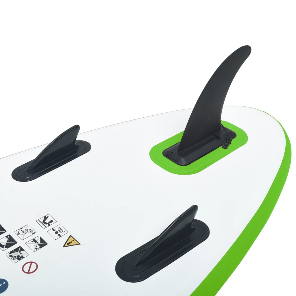 vidaXL Juego de tabla de paddle surf hinchable verde y negro