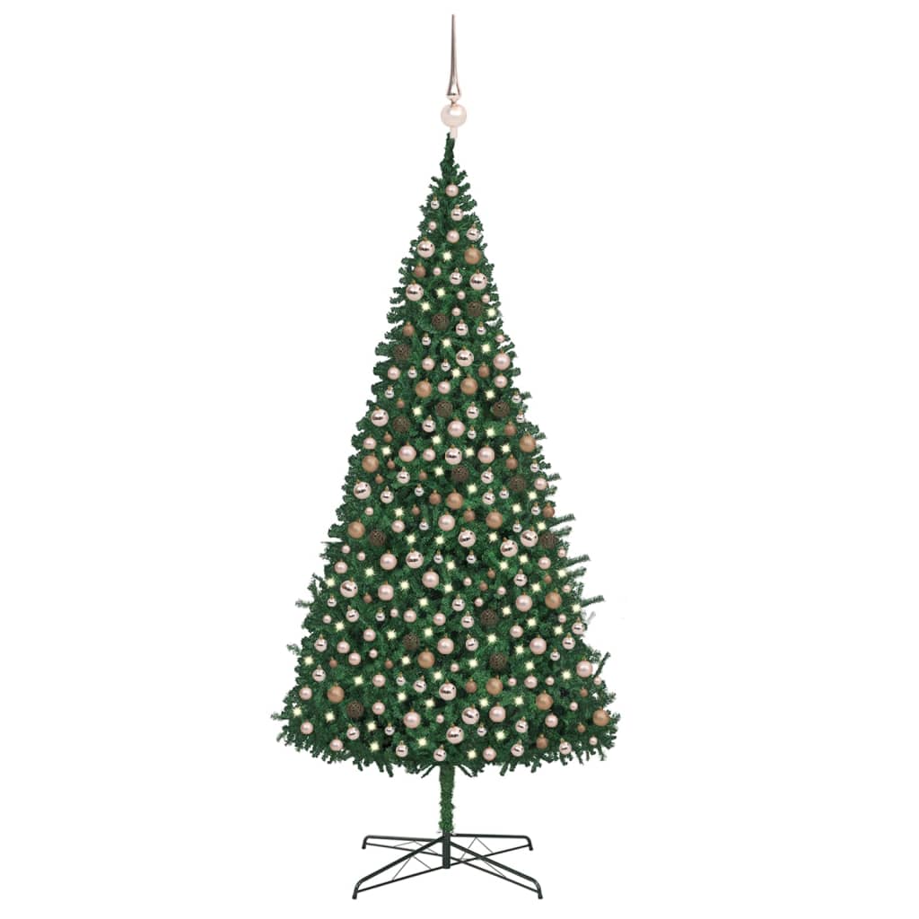 vidaXL Árbol de Navidad preiluminado con luces y bolas verde 400 cm
