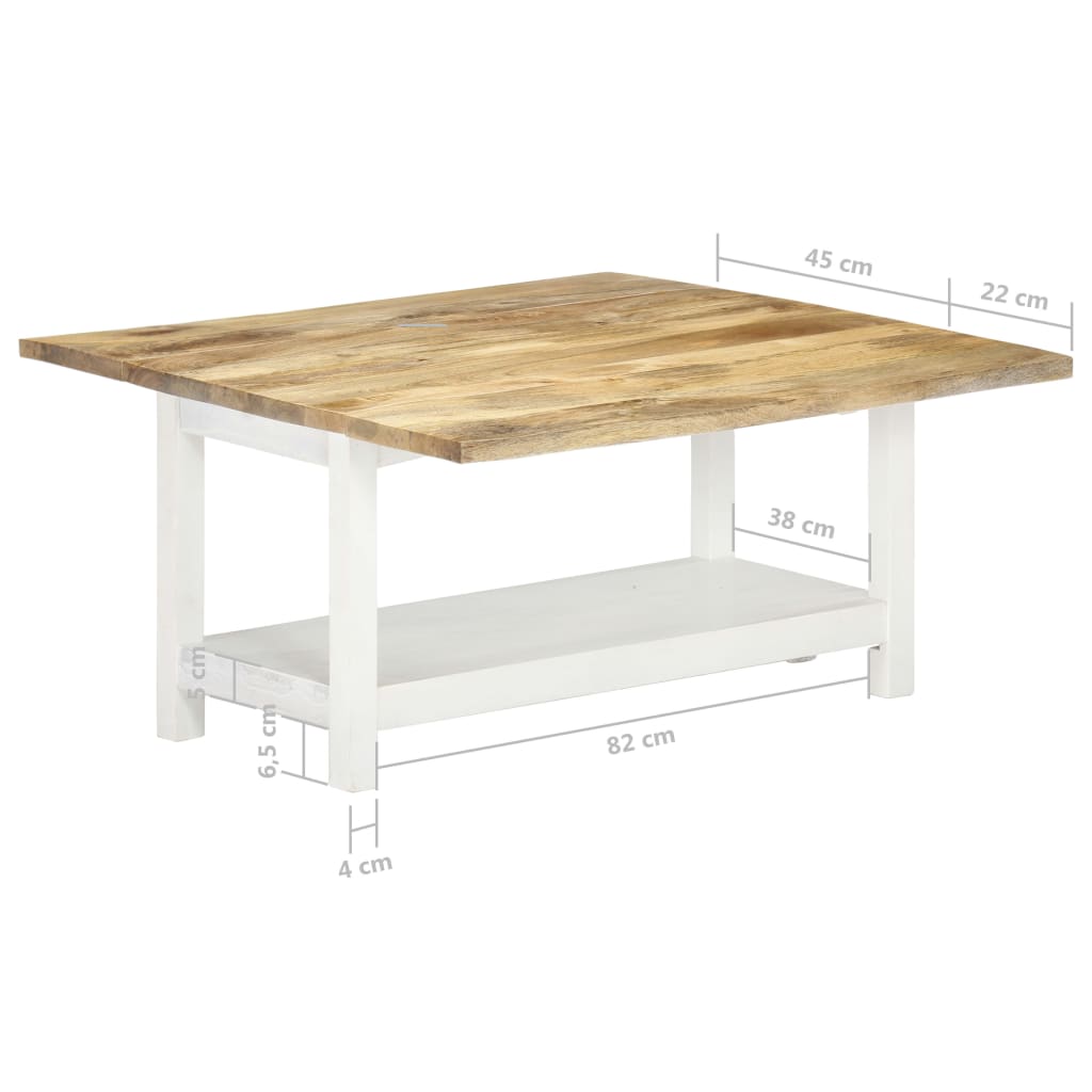 vidaXL Mesa de centro extensible madera mango blanca 90x(45-90)x45 cm