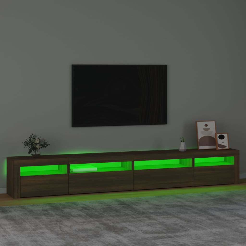 vidaXL Mueble de TV con luces LED roble marrón 270x35x40 cm