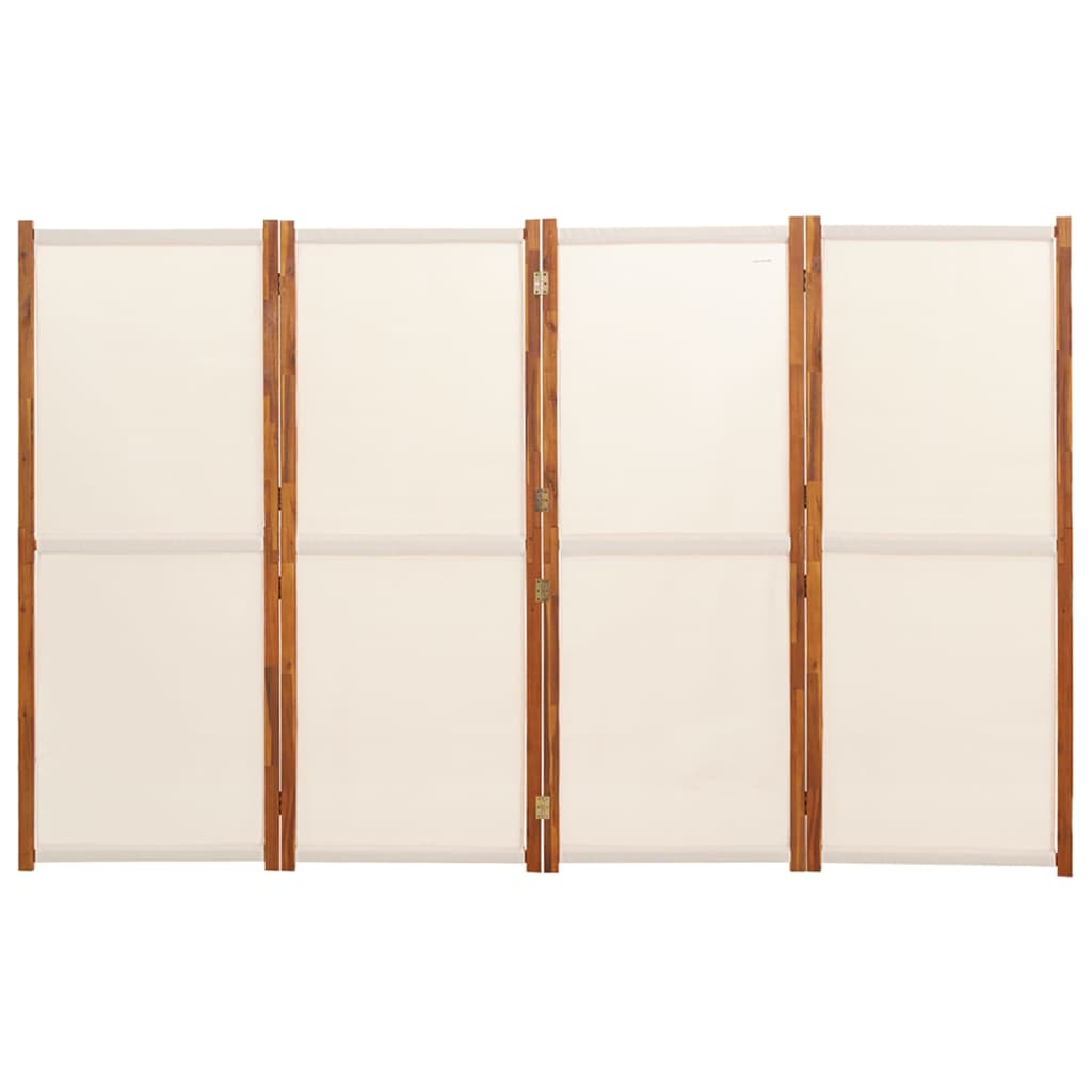 vidaXL Biombo divisor de 4 paneles blanco crema 280x180 cm