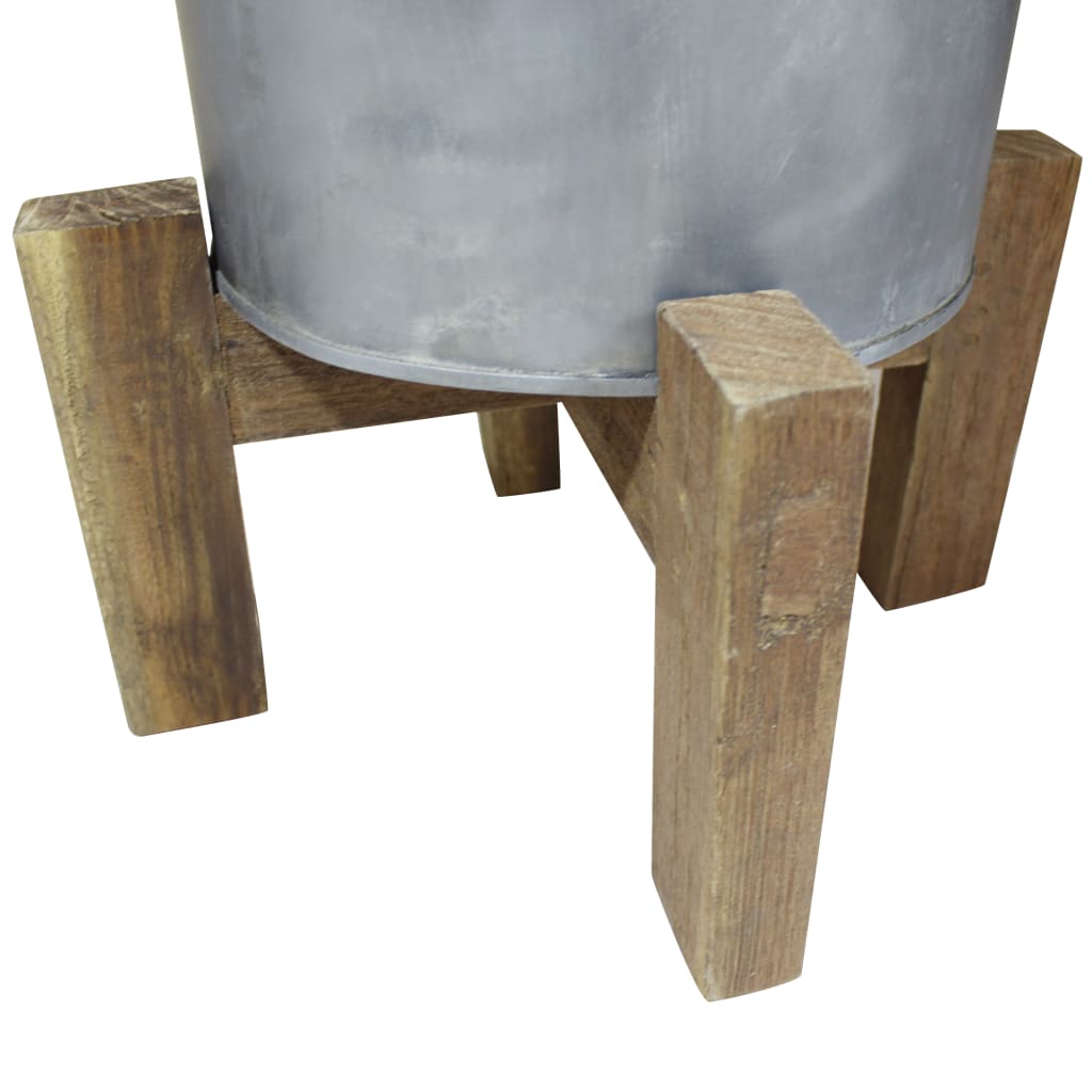 vidaXL Cesto de ropa hierro galvanizado y madera reciclada 30x30x58 cm