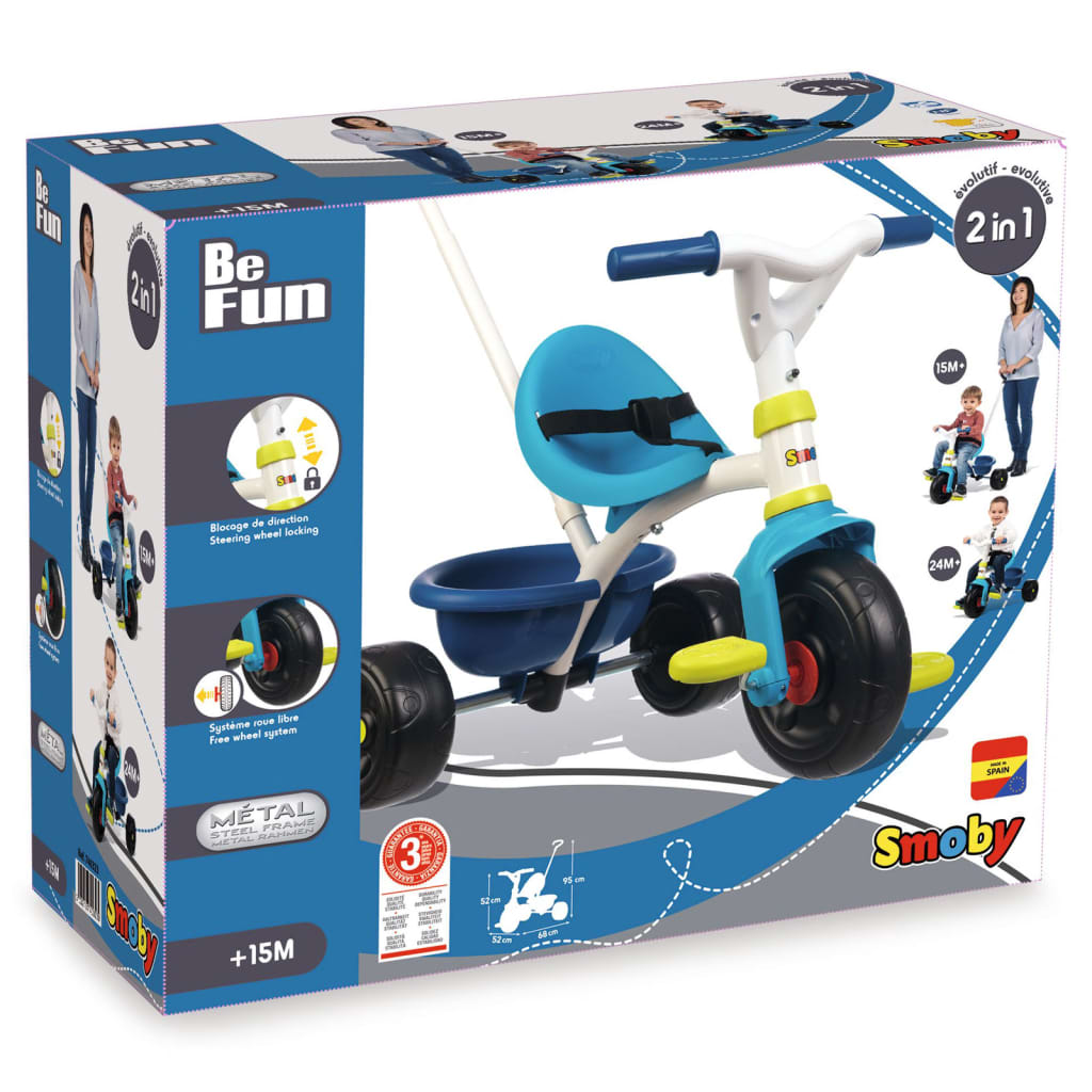 Smoby Triciclo para bebé 2 en 1 Be Fun azul