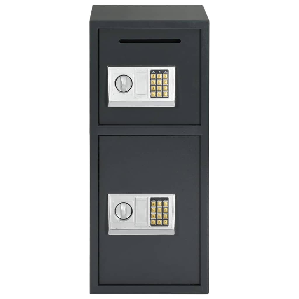 vidaXL Caja fuerte digital con puerta doble gris oscuro 35x31x80 cm