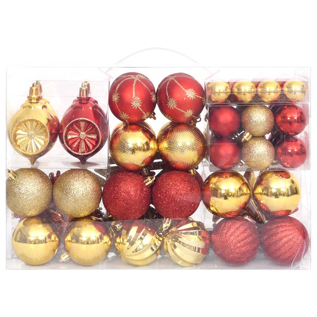 vidaXL Juego de adornos de navidad de 108 piezas dorado y rojo