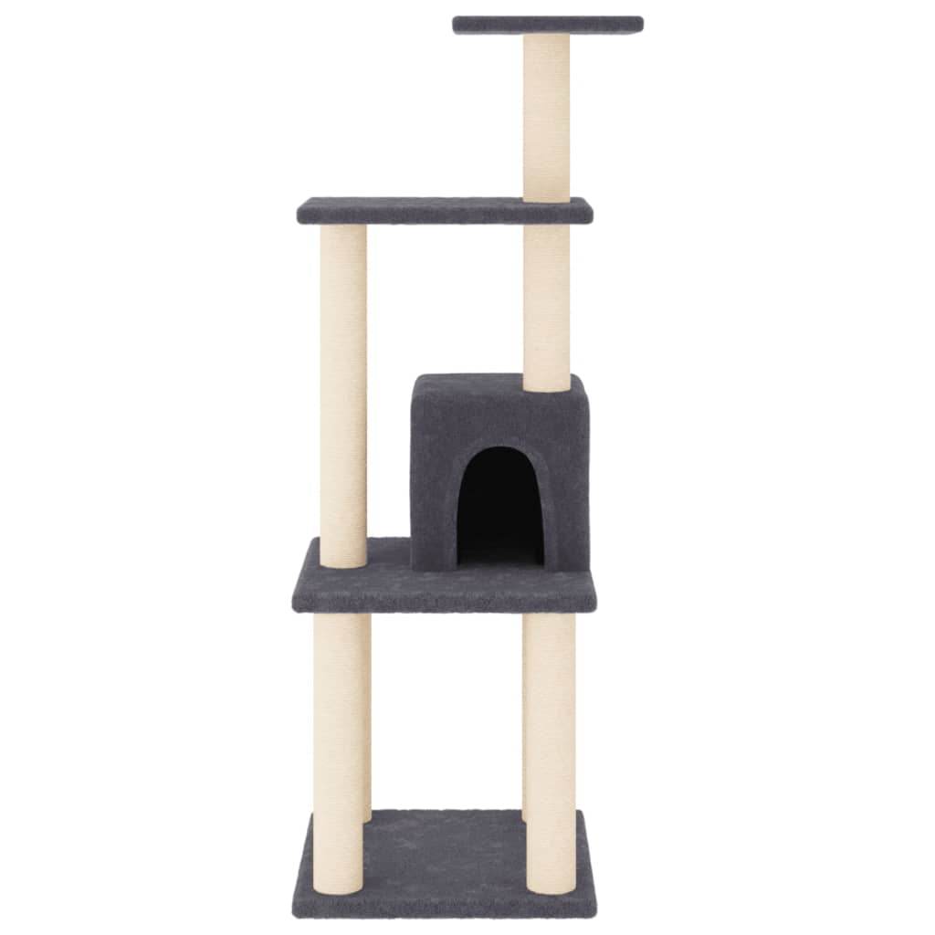 vidaXL Rascador para gatos con postes de sisal gris oscuro 105 cm