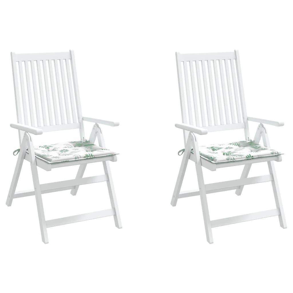 vidaXL Cojines de silla 2 uds tela estampado de hojas 40x40x3 cm