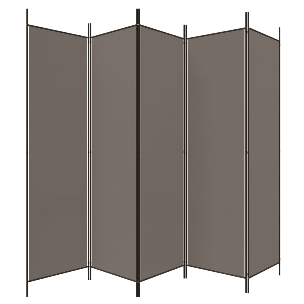 vidaXL Biombo divisor de 5 paneles de tela gris antracita 250x220 cm