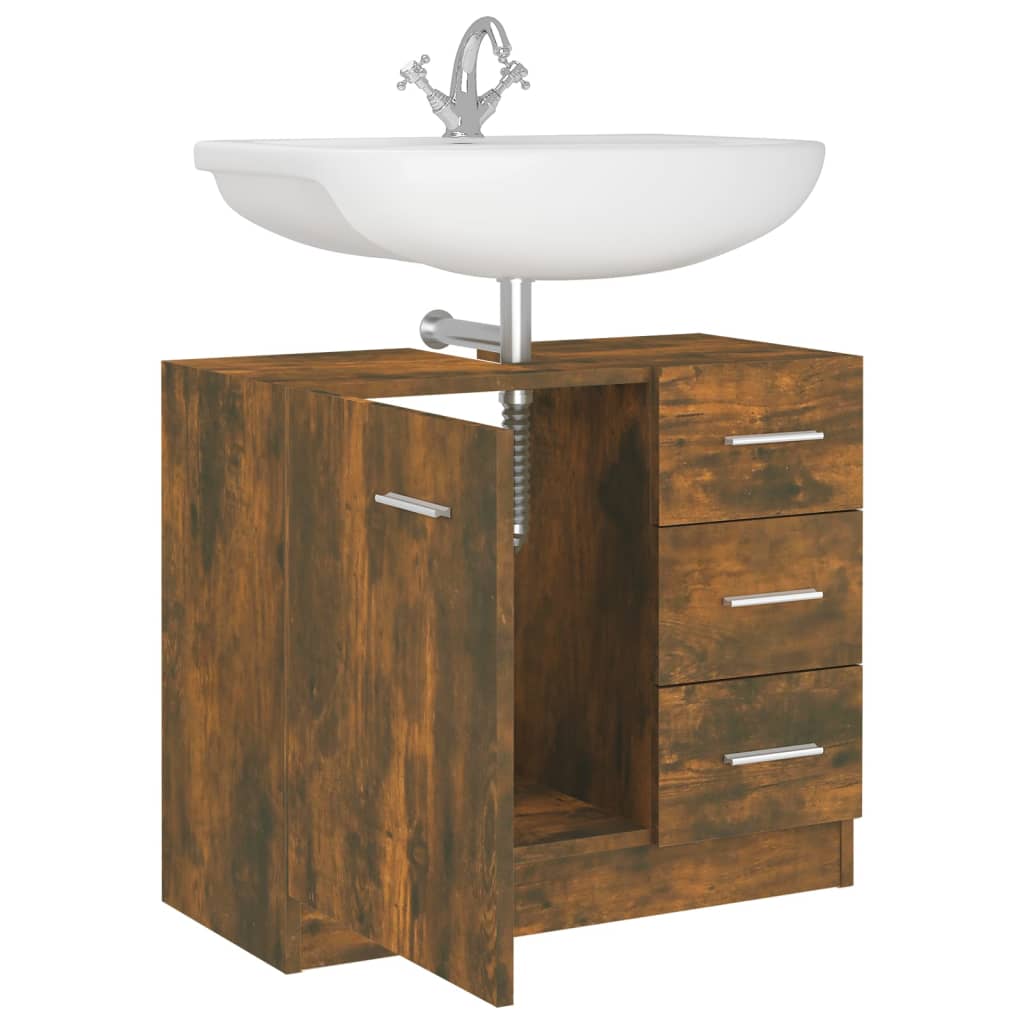 vidaXL Mueble de lavabo madera contrachapada roble ahumado 63x30x54 cm