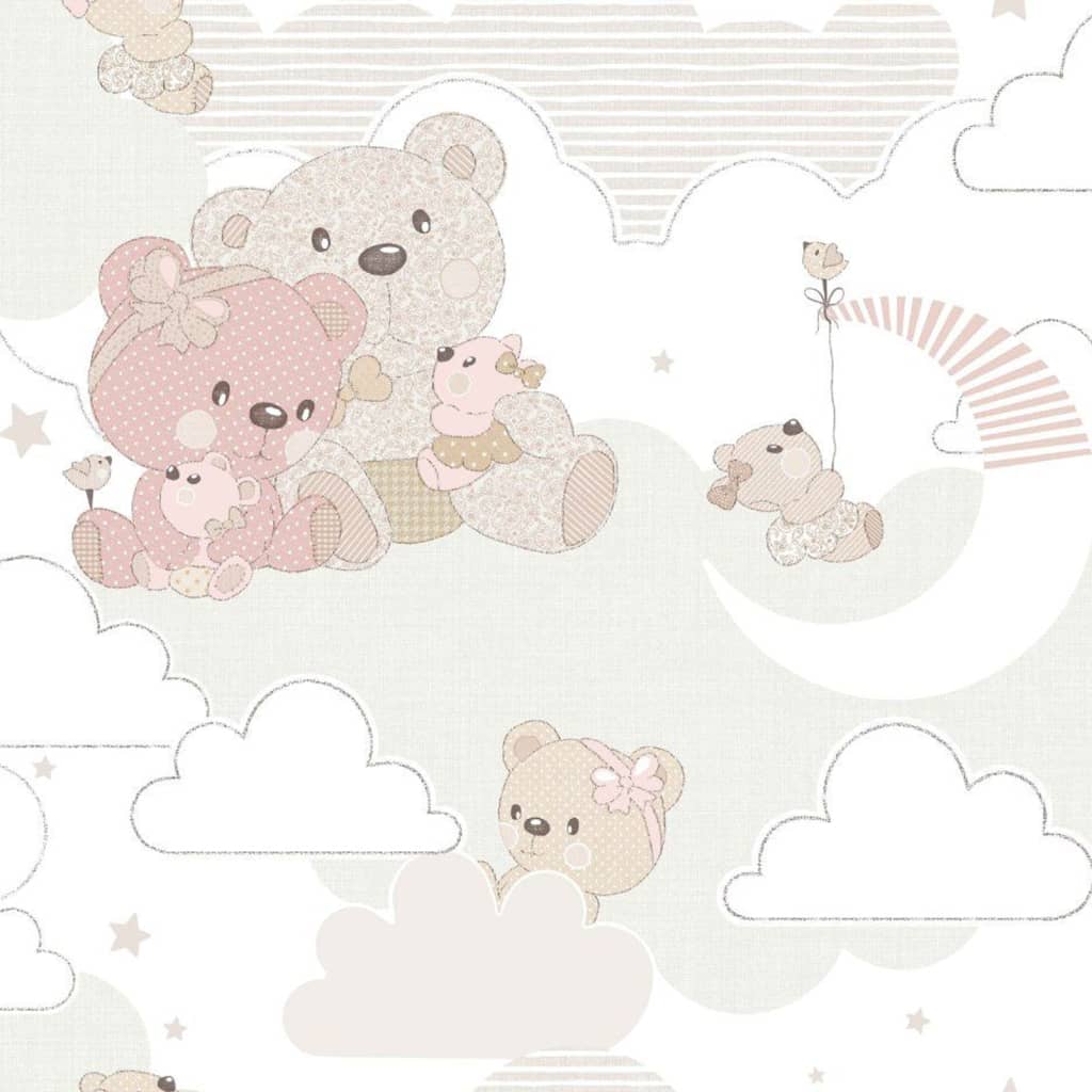 Noordwand Papel pintado Mondo baby Hug Bears rosa y beige