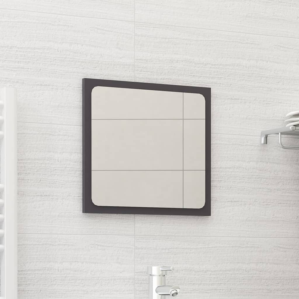 vidaXL Espejo de baño madera contrachapada gris brillo 40x1,5x37 cm