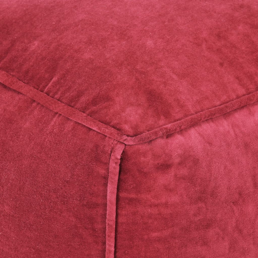 vidaXL Puf terciopelo de algodón rojo 40x40x40 cm