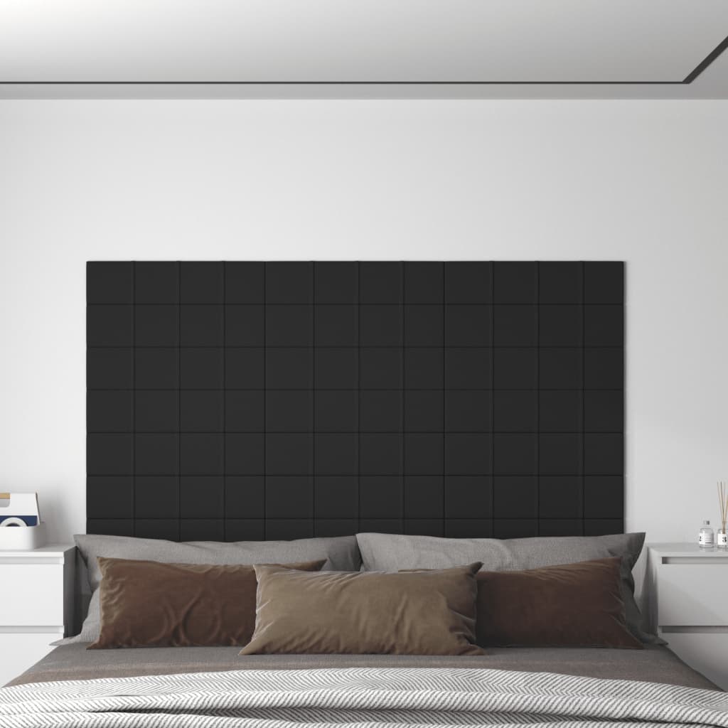 vidaXL Paneles de pared 12 uds tela negro 60x15 cm 1,08 m²