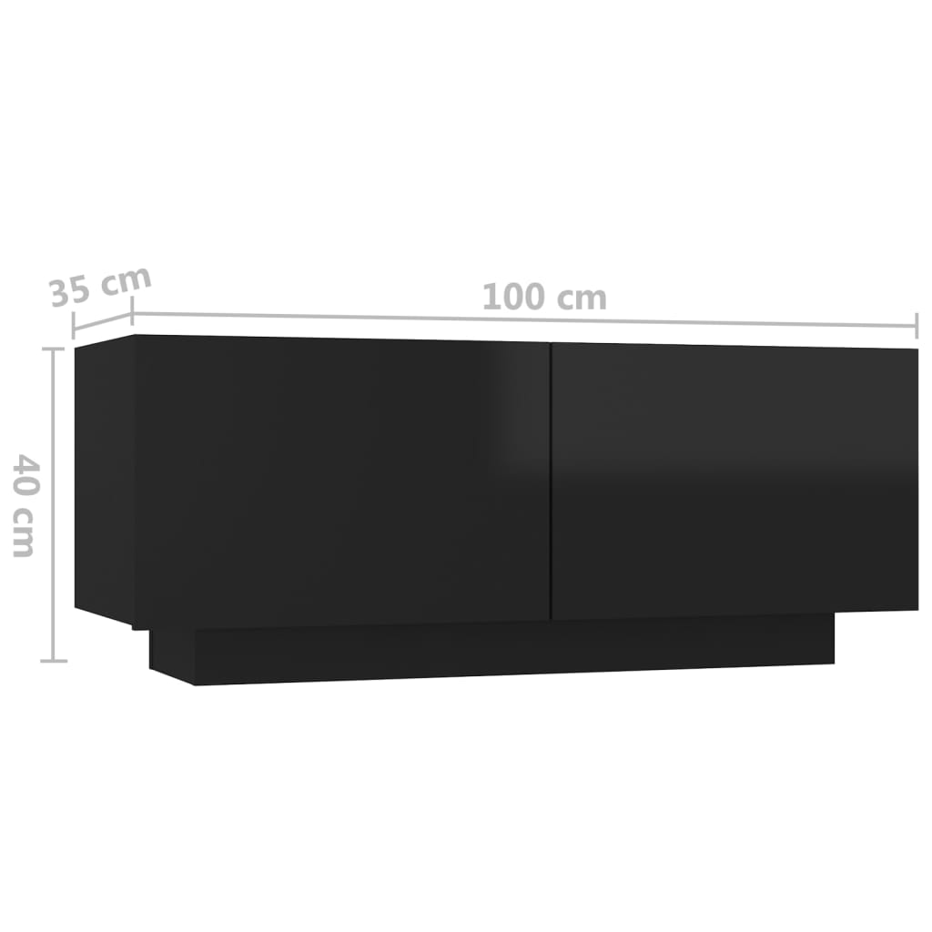 vidaXL Mesita de noche madera de ingeniería negro brillo 100x35x40 cm