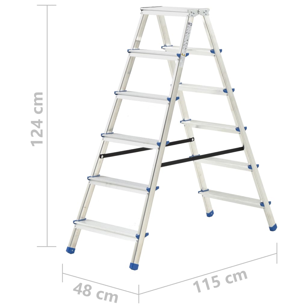 vidaXL Escalera de aluminio doble cara 6 peldaños 136 cm