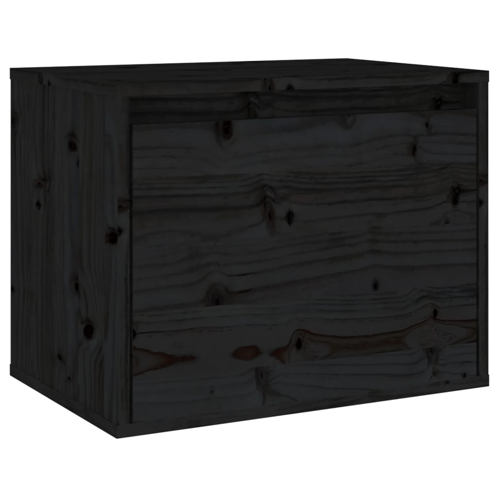 vidaXL Armario de pared de madera maciza de pino negro 45x30x35 cm